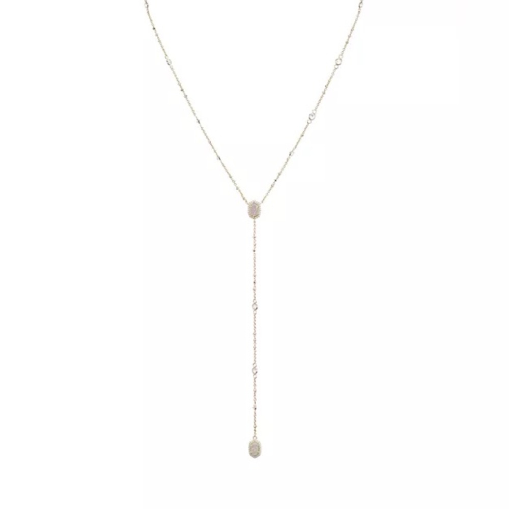 KENDRA SCOTT claudia Y necklace in gold and white stone
